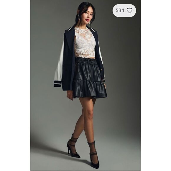 NEW Anthropologie The Somerset Mini Skirt Faux Leather Black XS, Small & Medium - Picture 3 of 5